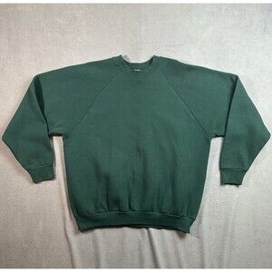 Vintage Fruit of the Loom Blank Crewneck Pullover Sweatshirt Size XL Green
